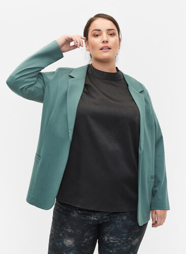 Simple blazer with button, Silver Pine, Model image number 0