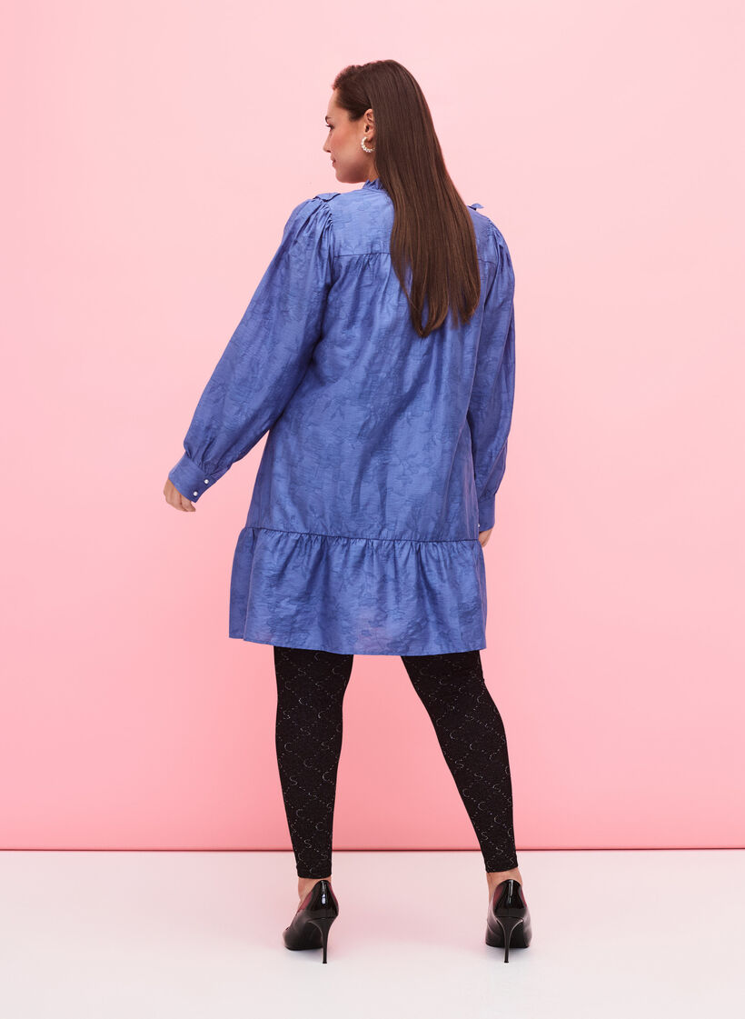 Seamless leggings with silver-colored pattern, Black, Model image number 1