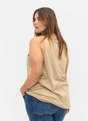 Block coloured cotton top with elastic along the bottom, Humus, Model image number 1