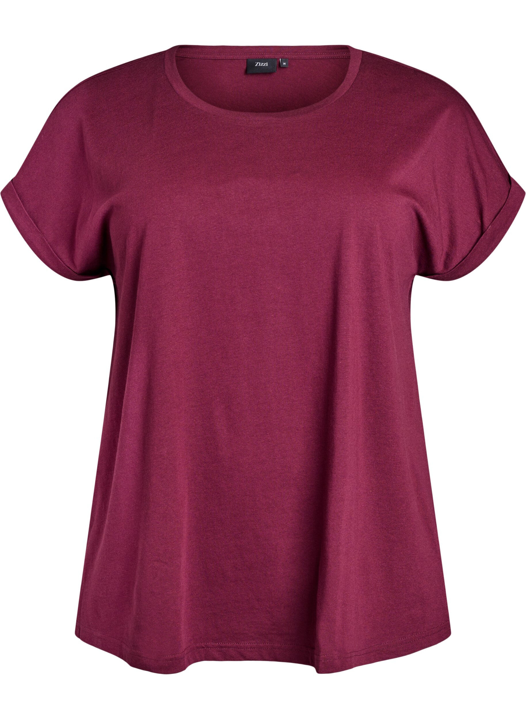 Zizzifashion Short sleeved cotton blend t-shirt, Dark Bordeaux, Packshot image number 0