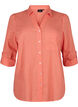 Shirt blouse with button closure in cotton-linen blend, Living Coral, Packshot image number 0