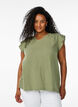 Sleeveless top in cotton muslin with ruffles, Green, Model image number 0