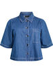 Short striped denim shirt, Blue, Packshot image number 0