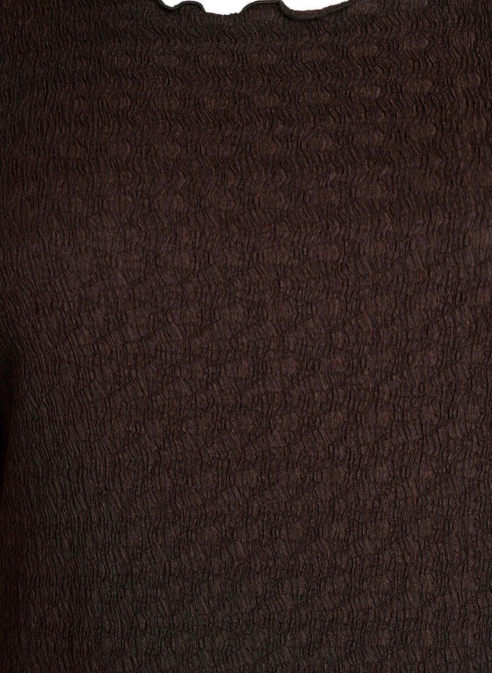 Textured midi dress with short sleeves, Brown, Packshot image number 2