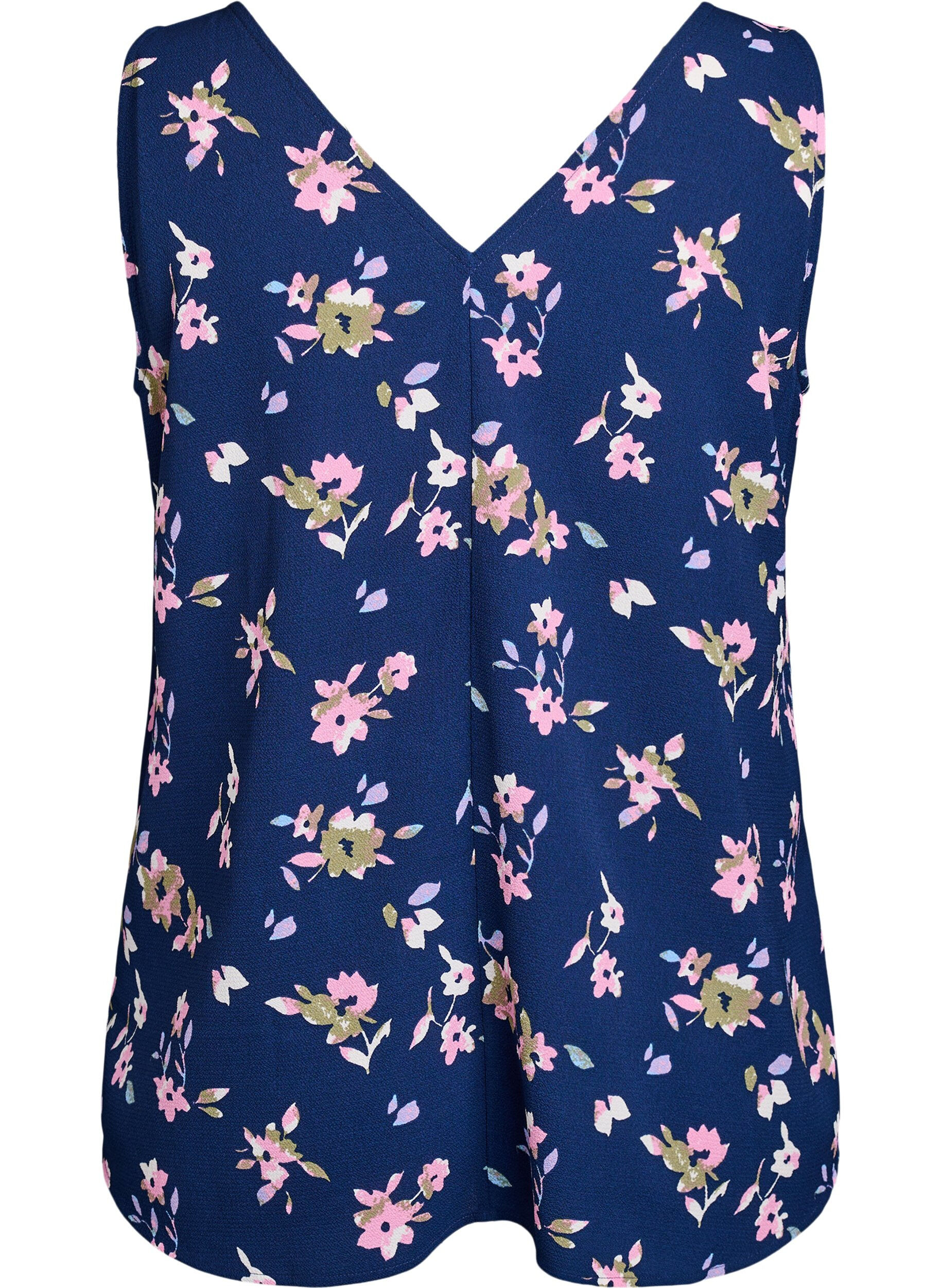 ZizzifashionPrinted top with v-neck, Blue, Packshot image number 1
