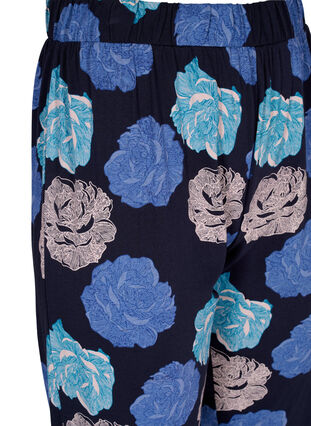 Cotton night trousers with floral print, Blue Flower, Packshot image number 2