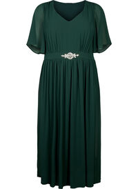 Maxi dress with pleats and short sleeves
