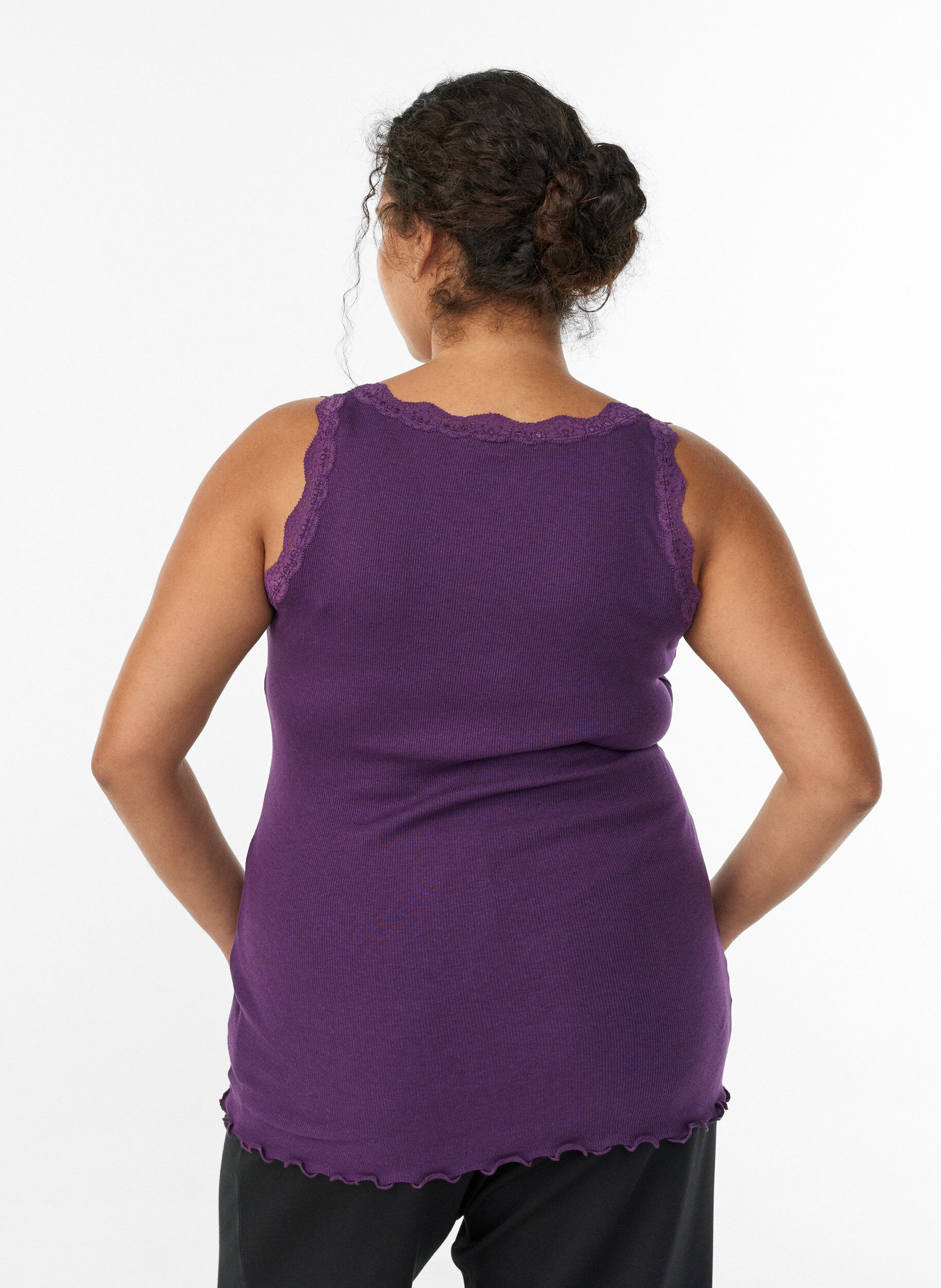 ZizzifashionTop with lace trim, Purple, Model image number 2