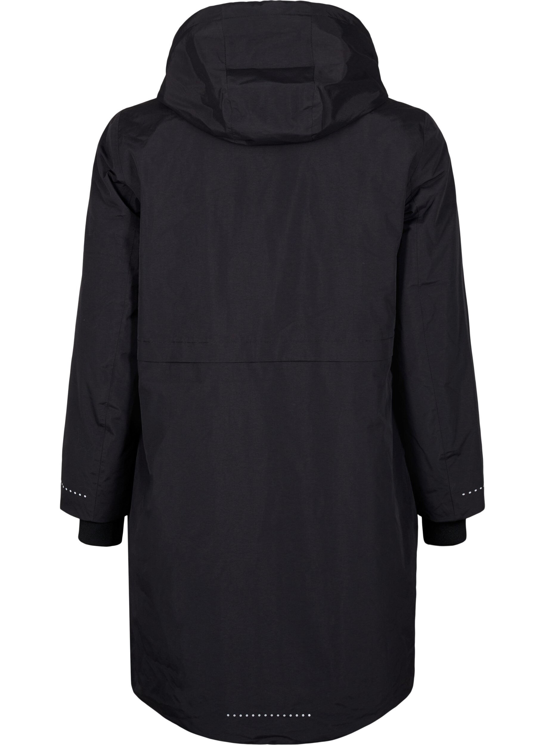Zizzifashion Functional parka coat with reflective detailing, Black, Packshot image number 1