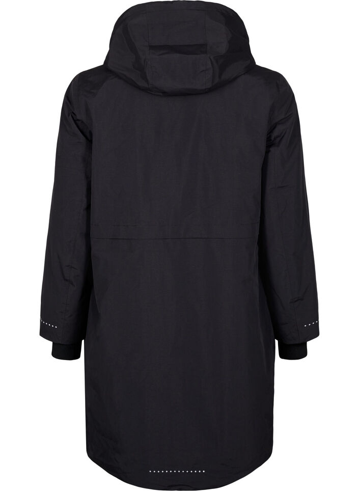 Functional parka coat with reflective detailing, Black, Packshot image number 1