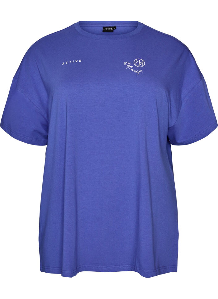 Organic cotton T-shirt with a small front motif, Blue, Packshot image number 0