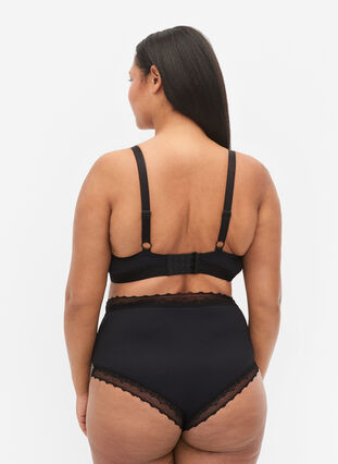 High waisted hipster brief with lace, Black, Model image number 1
