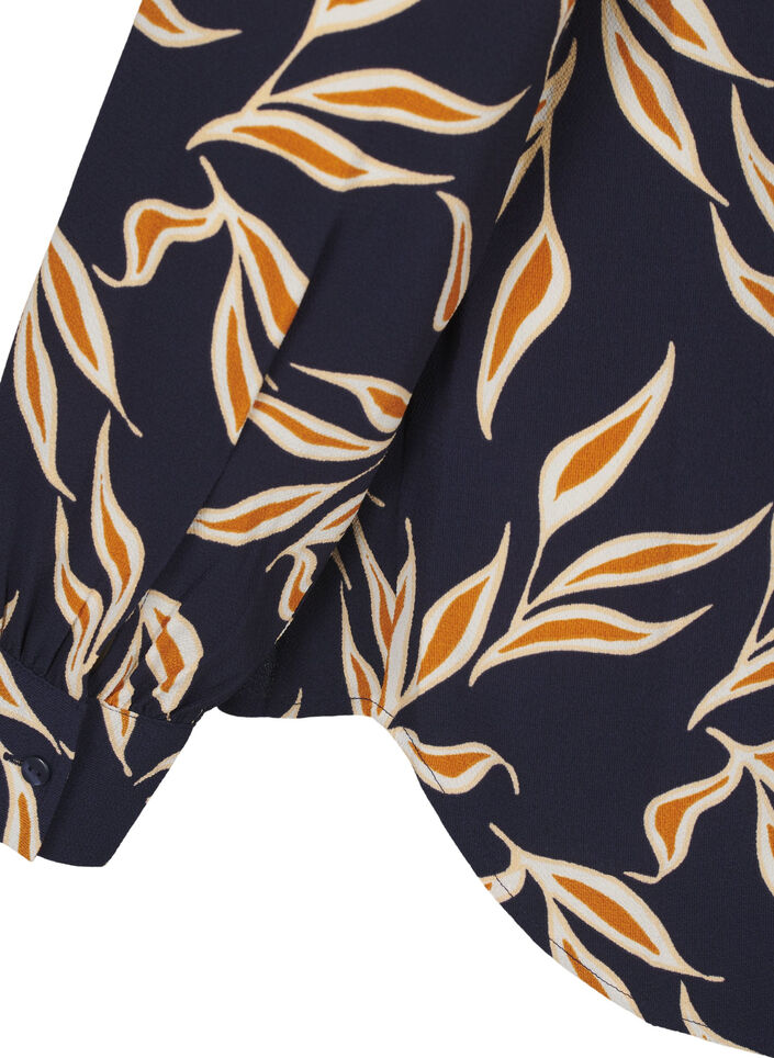 Shirt with leaf print and collar, Ev. Blue w. Leaf AOP, Packshot image number 3