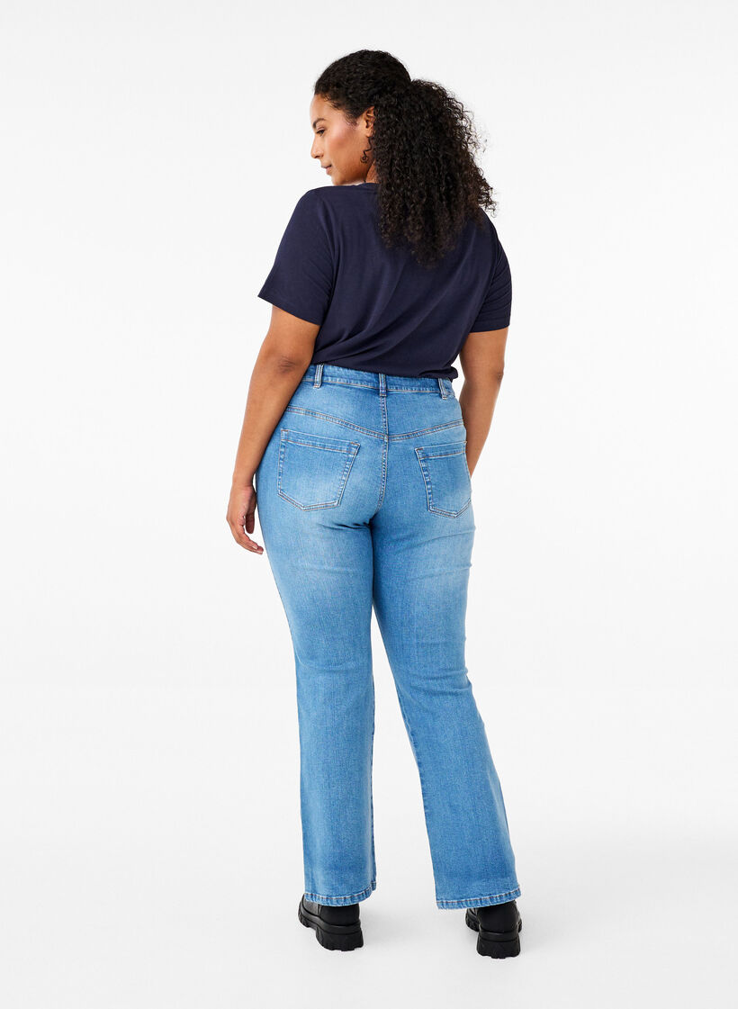 High-waisted Ellen bootcut jeans, Light Blue, Model image number 1