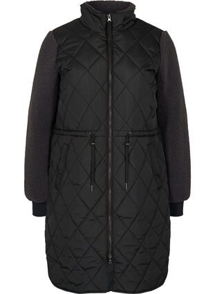 Quilted jacket with teddy and an adjustable waist, Black Comb, Packshot image number 0