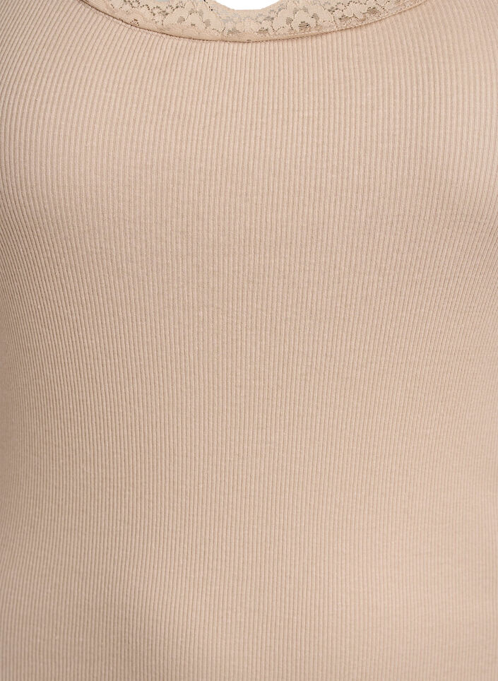 Top with lace trim, Beige, Packshot image number 2