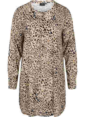 Leo printed tunic with long sleeves in viscose