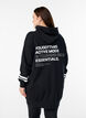 Long sweat cardigan with printed details, Black, Model image number 2