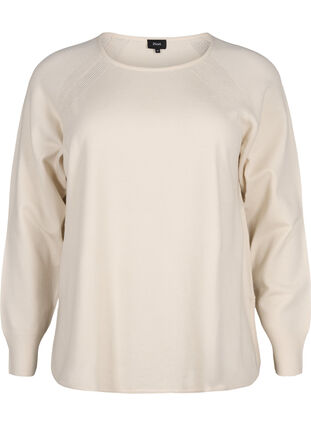 Knitted blouse with Raglan sleeves, Birch Mel., Packshot image number 0