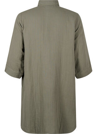 Long shirt in cotton muslin - Green - Sz. 42-64 - Zizzifashion