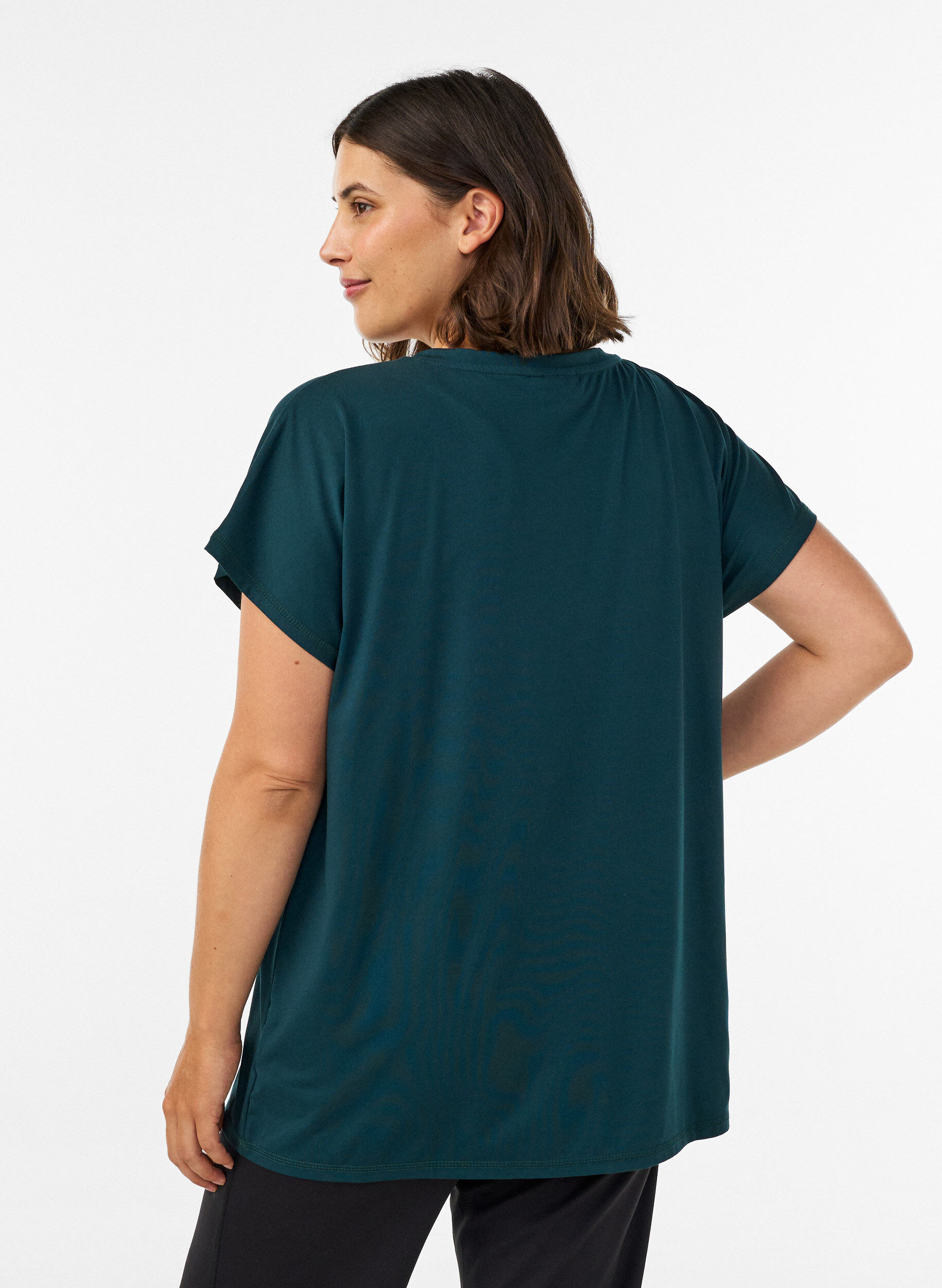 ZizzifashionLoose training t-shirt with V-neck, Green, Model image number 2