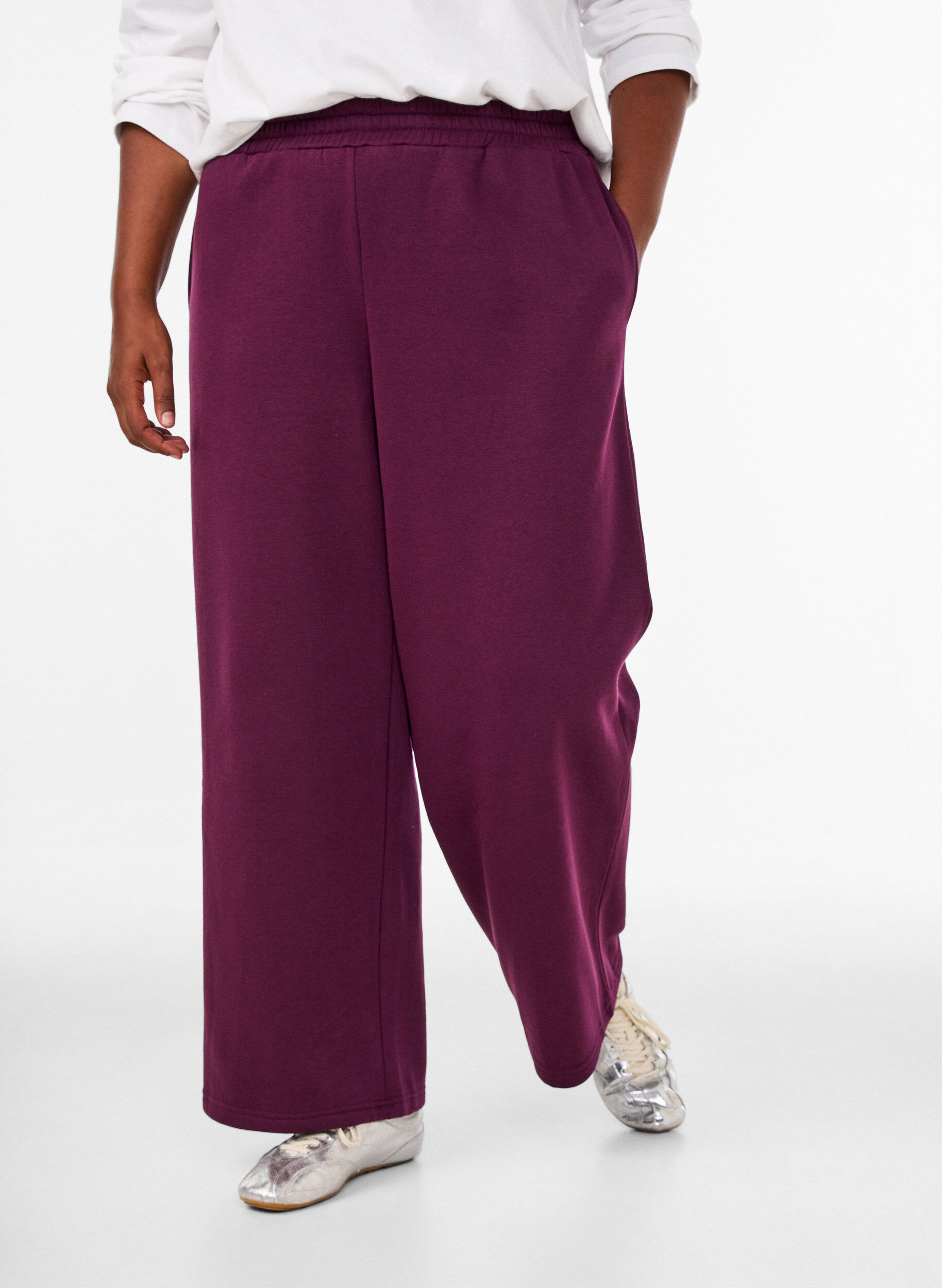ZizzifashionHigh-waisted sweatpants with wide legs, Purple, Model image number 2