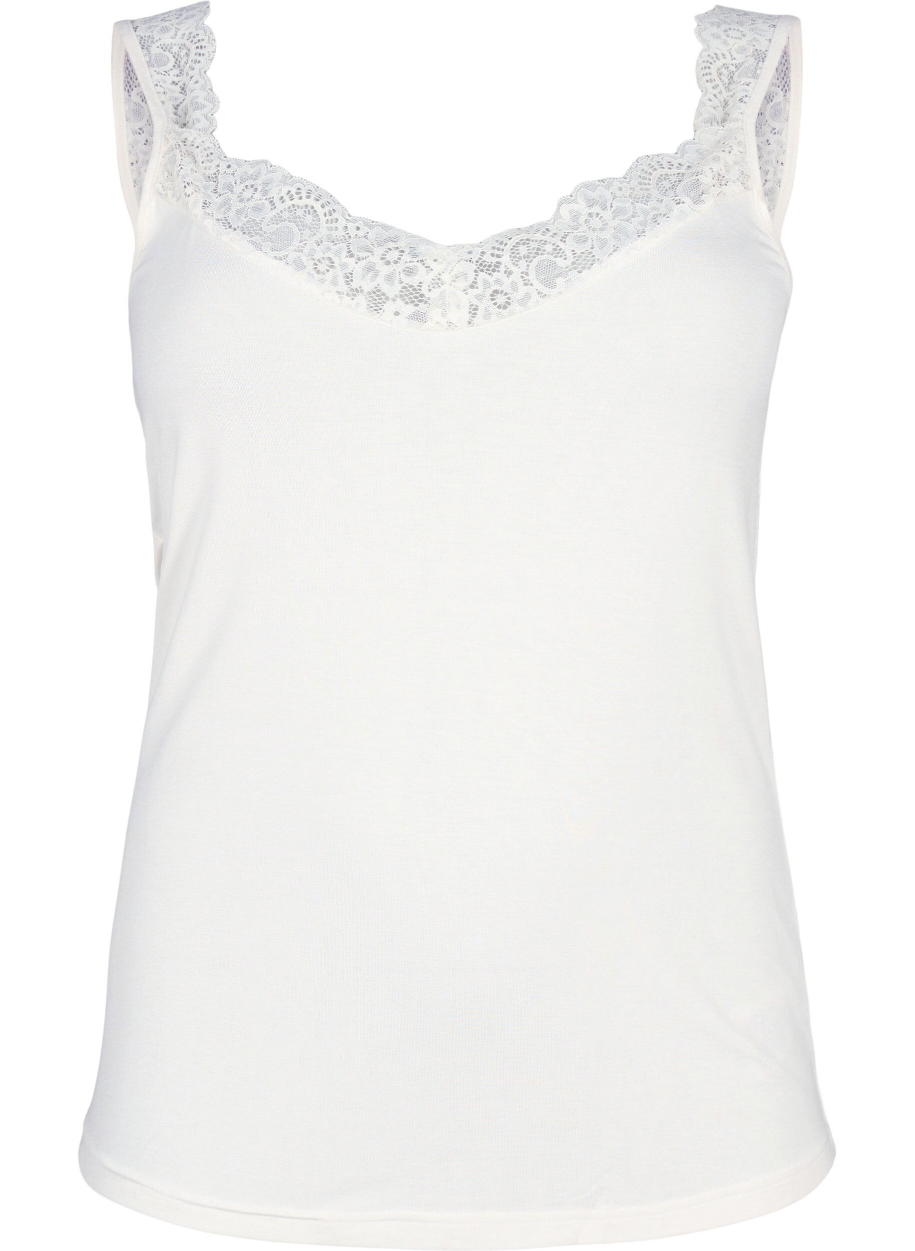 ZizzifashionViscose top with lace edge, Vanilla, Packshot image number 0