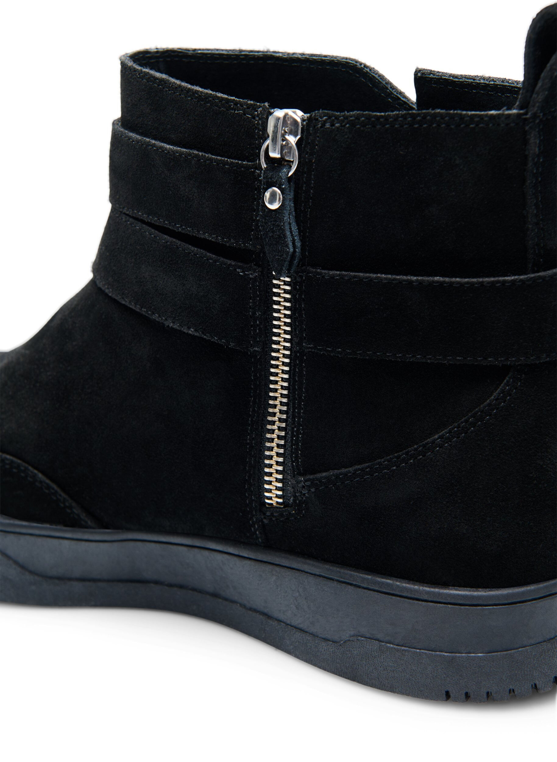 Zizzifashion Short wide fit boot in suede, Black, Packshot image number 4
