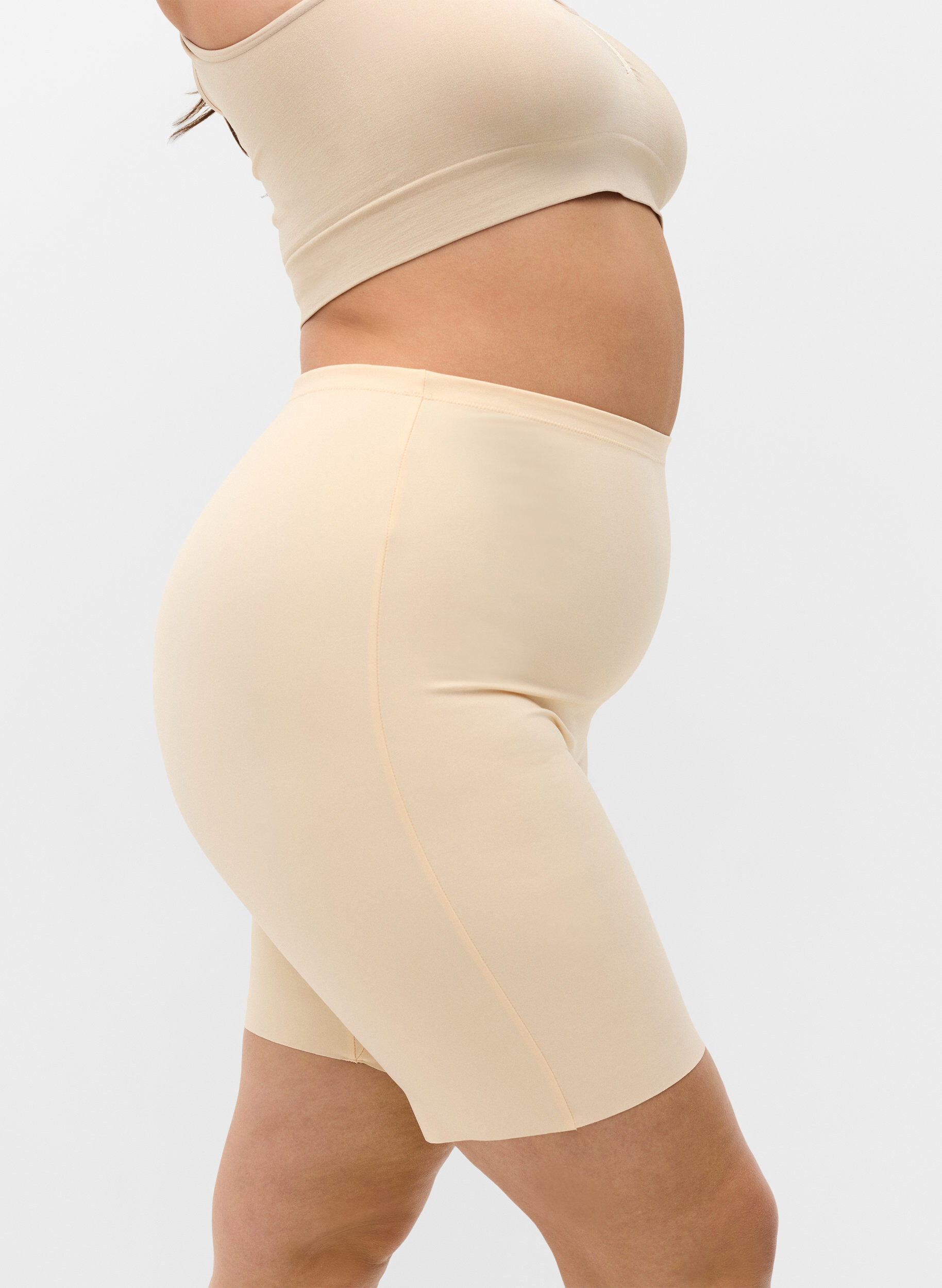 ZizzifashionLight shapewear shorts with high-rise waist, Beige, Model image number 2