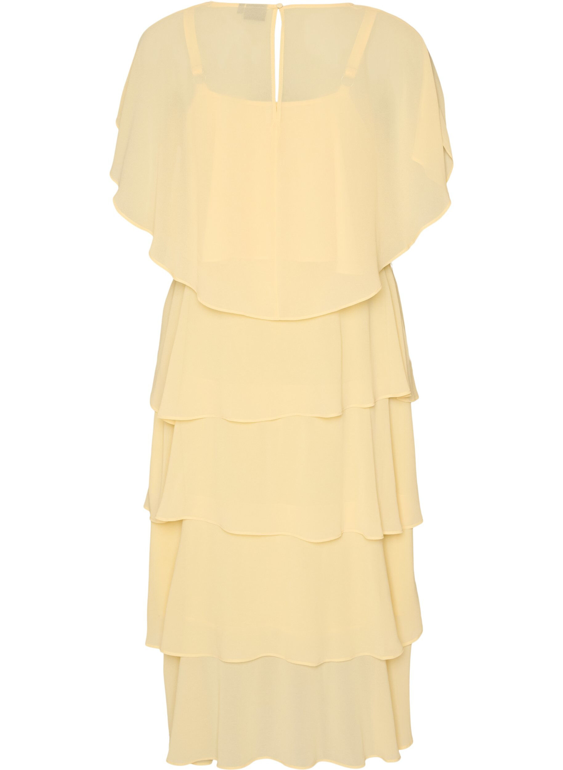 ZizzifashionMaxi dress with ruffle layers and detachable cape, Yellow, Packshot image number 1
