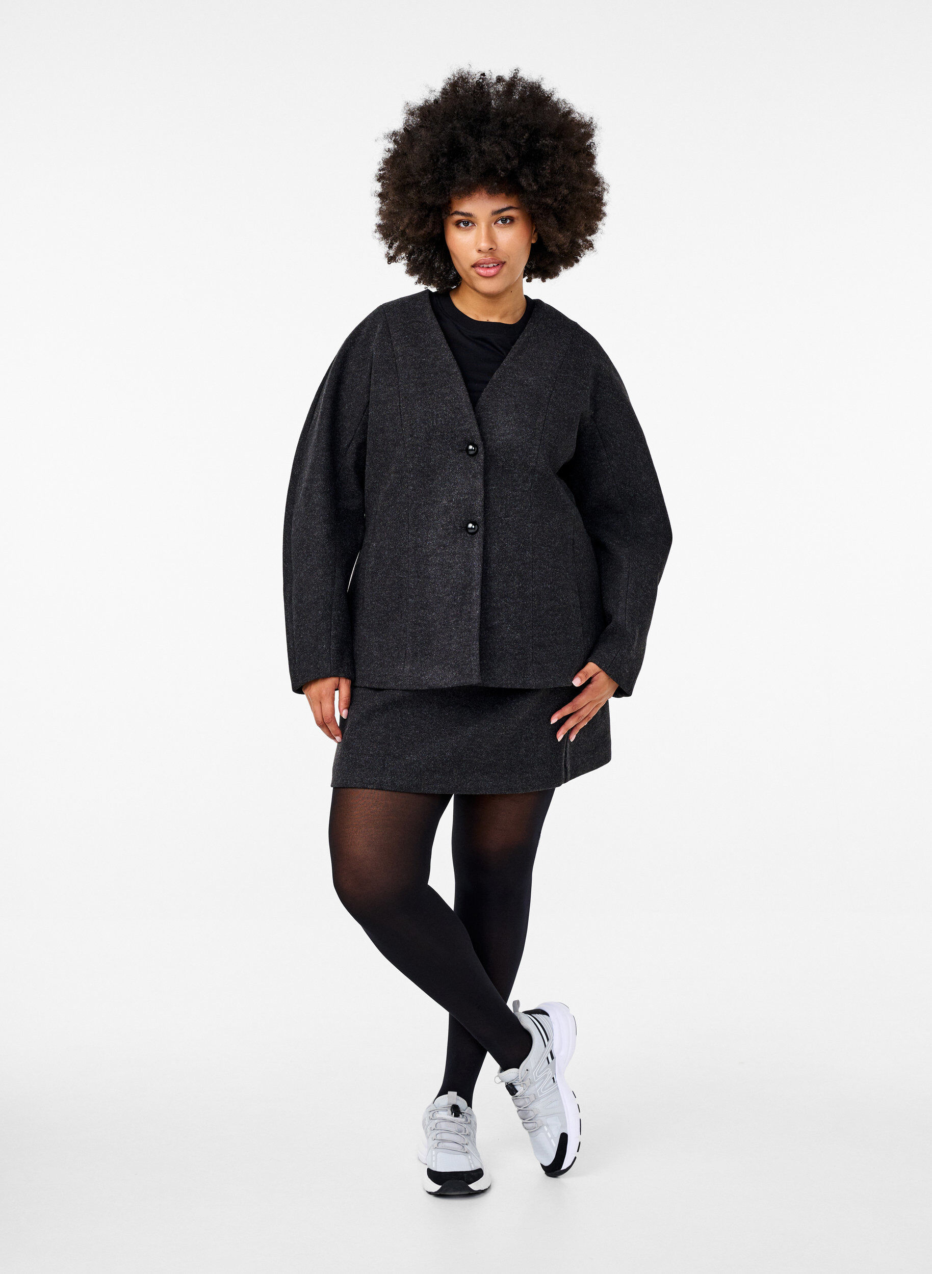 Zizzifashion Tailored blazer, Dark Grey Melange, Model image number 2