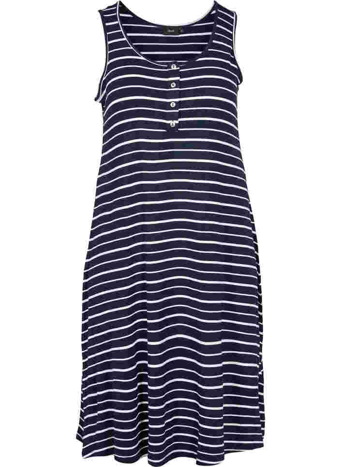 Striped viscose midi dress, Night Sky Stripe, Packshot image number 0