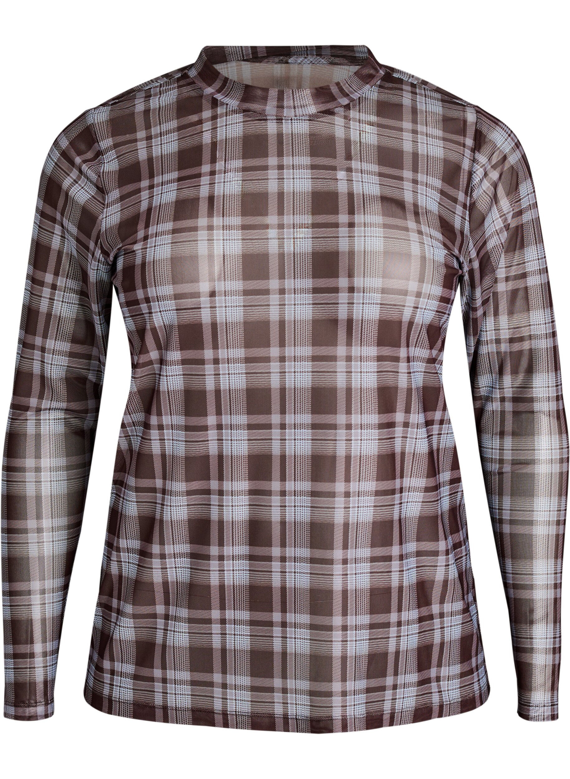 Checked mesh blouse