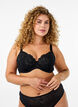 Padded bra with shiny embroidered detail, Black, Model image number 0