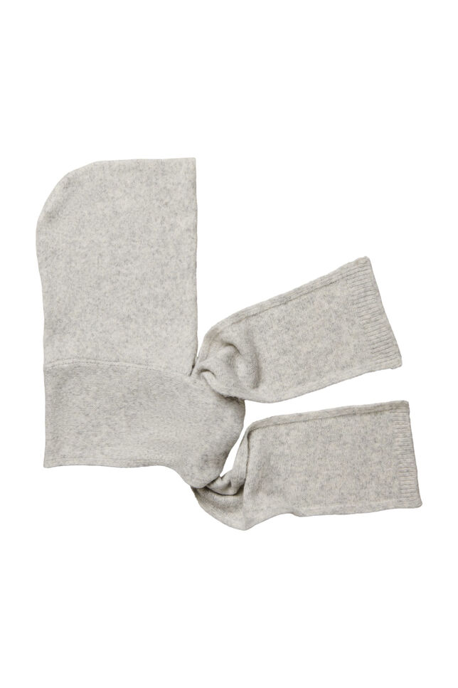 Knitted hooded scarf, Grey, Packshot image number 3