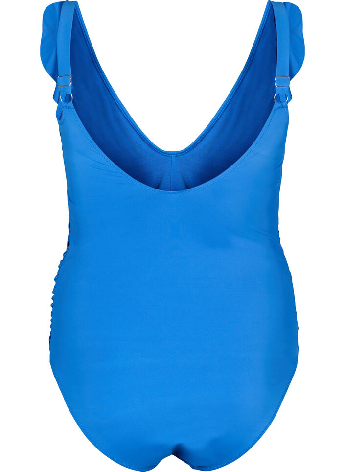Swimsuit with ruffles and removable inserts, Blue, Packshot image number 1