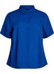 Short-sleeved shirt in linen and viscose, Blue, Packshot image number 0