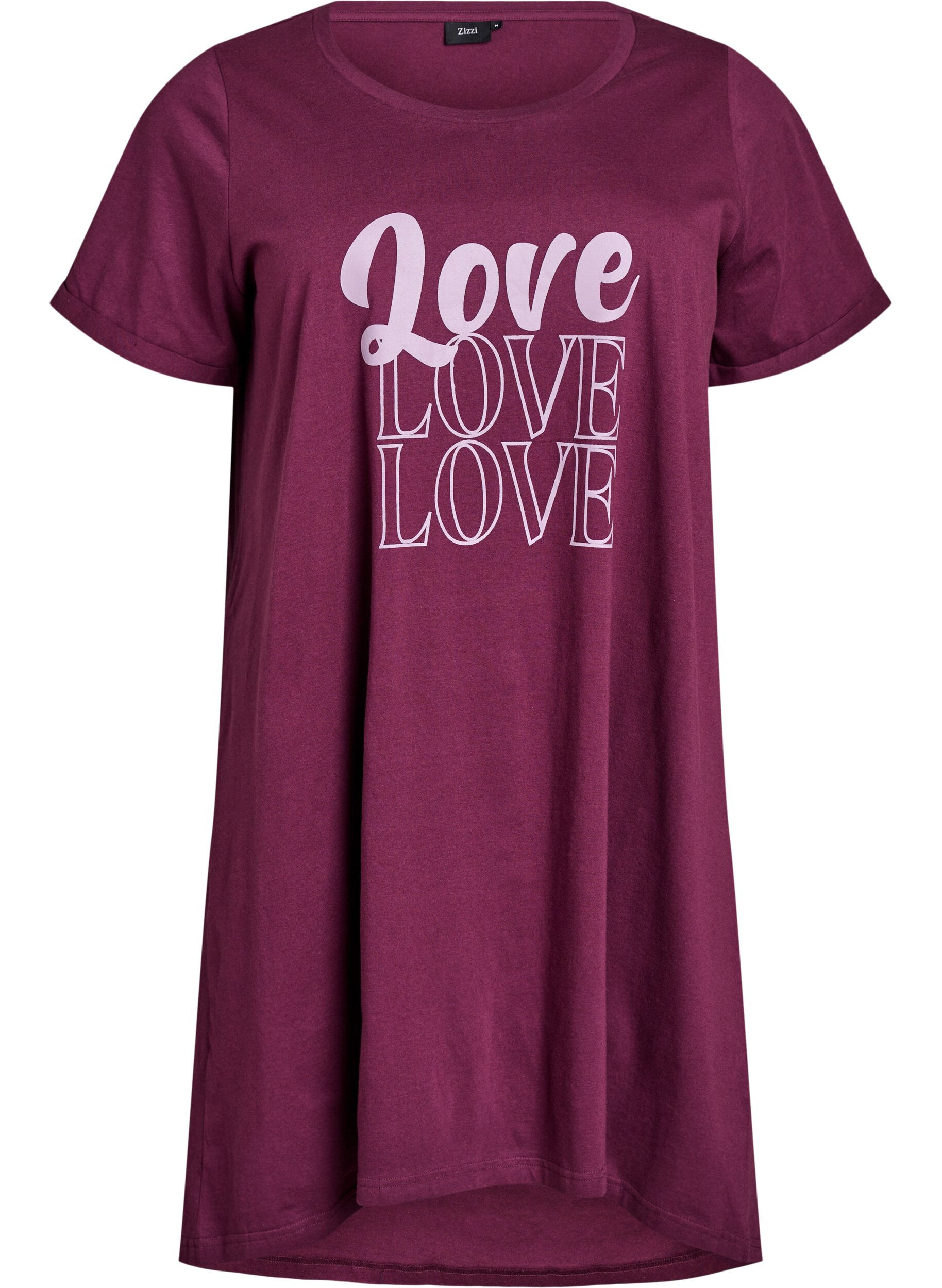 ZizzifashionShort-sleeved nightgown in organic cotton, Dark Bordeaux, Packshot image number 0