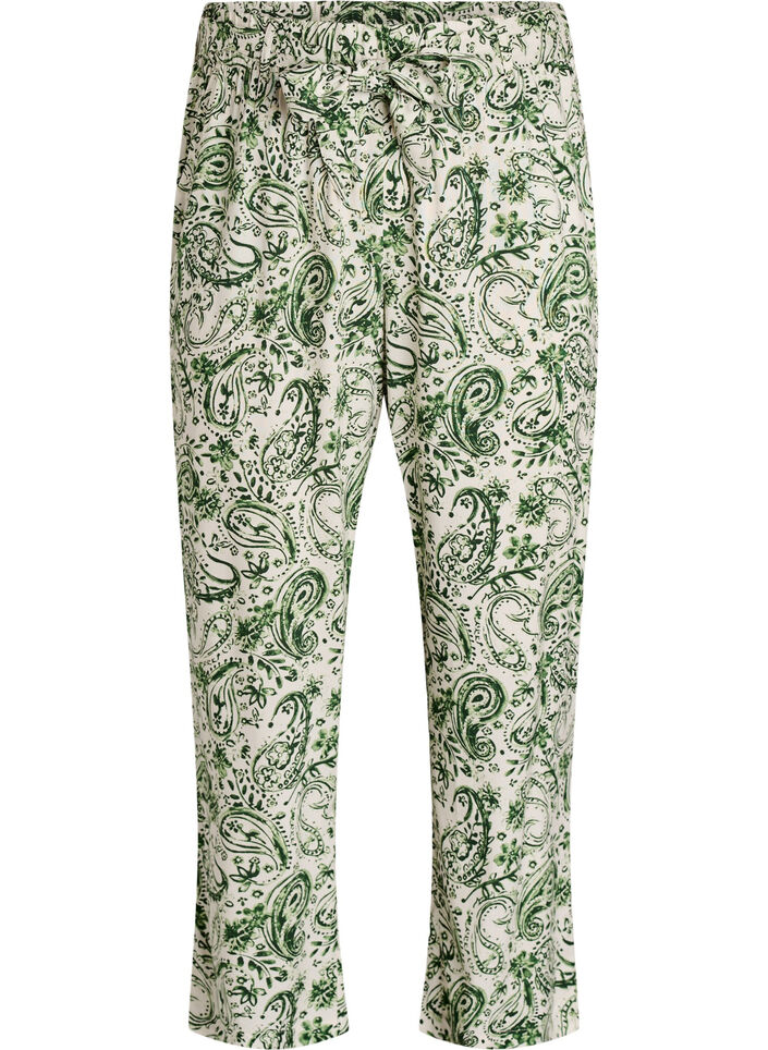 High-waisted viscose trousers, Green, Packshot image number 0