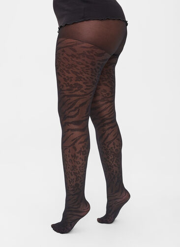 Tights in 50 denier with pattern, Black, Model image number 0