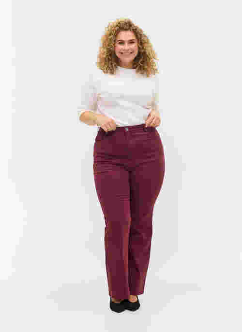 Flared jeans with extra high waist, Port Royale, Model