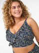 Floral bikini top with ruffle detail, Petrol, Model image number 3