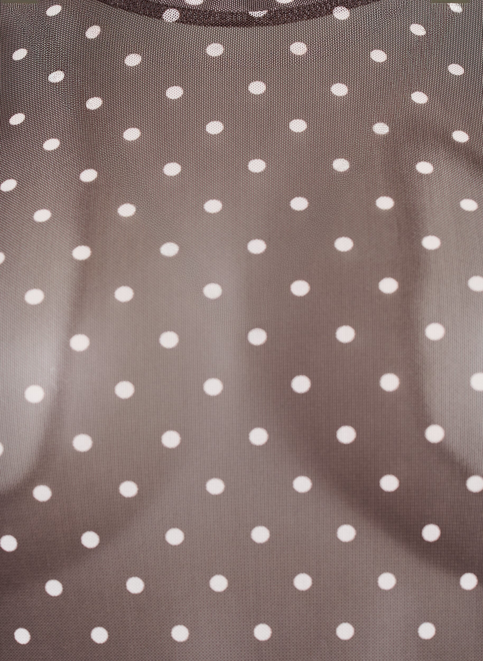 Zizzifashion Mesh blouse with dots, Brown, Packshot image number 2