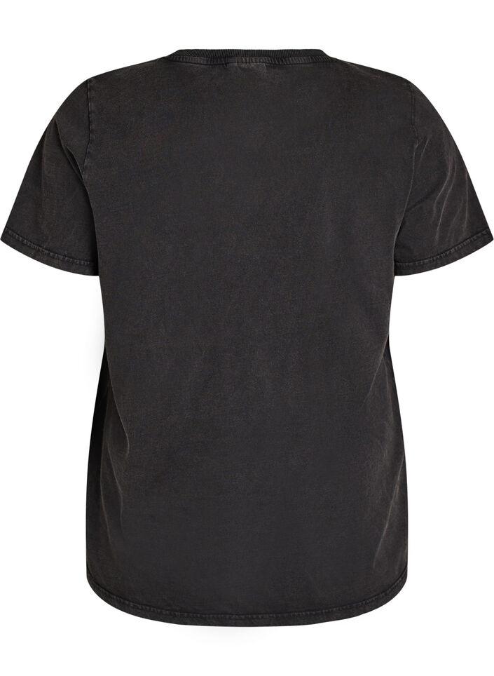 Organic cotton graphic T-shirt, Black, Packshot image number 1