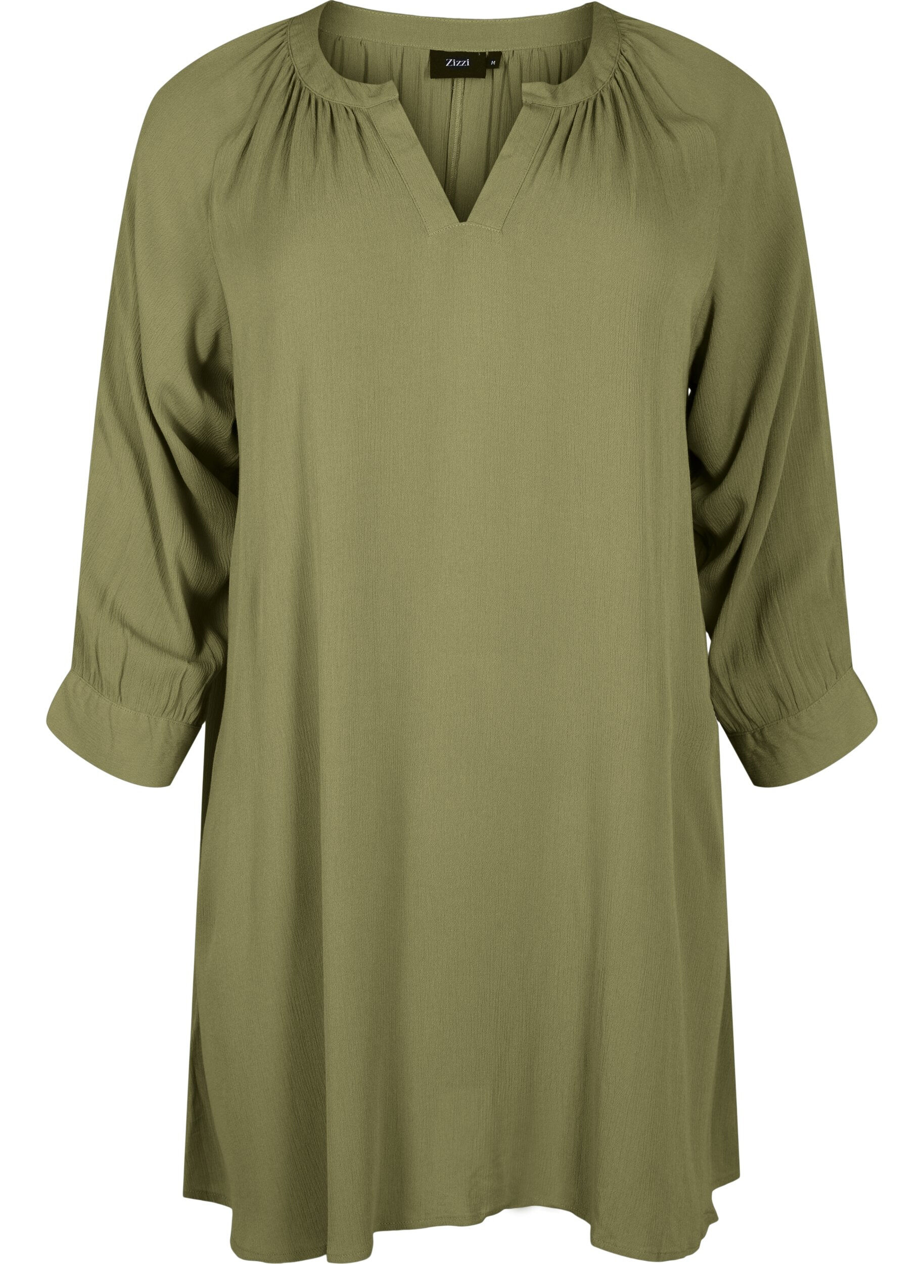 Zizzifashion Tunic with 3/4 sleeves and an A-line cut, Green, Packshot image number 0