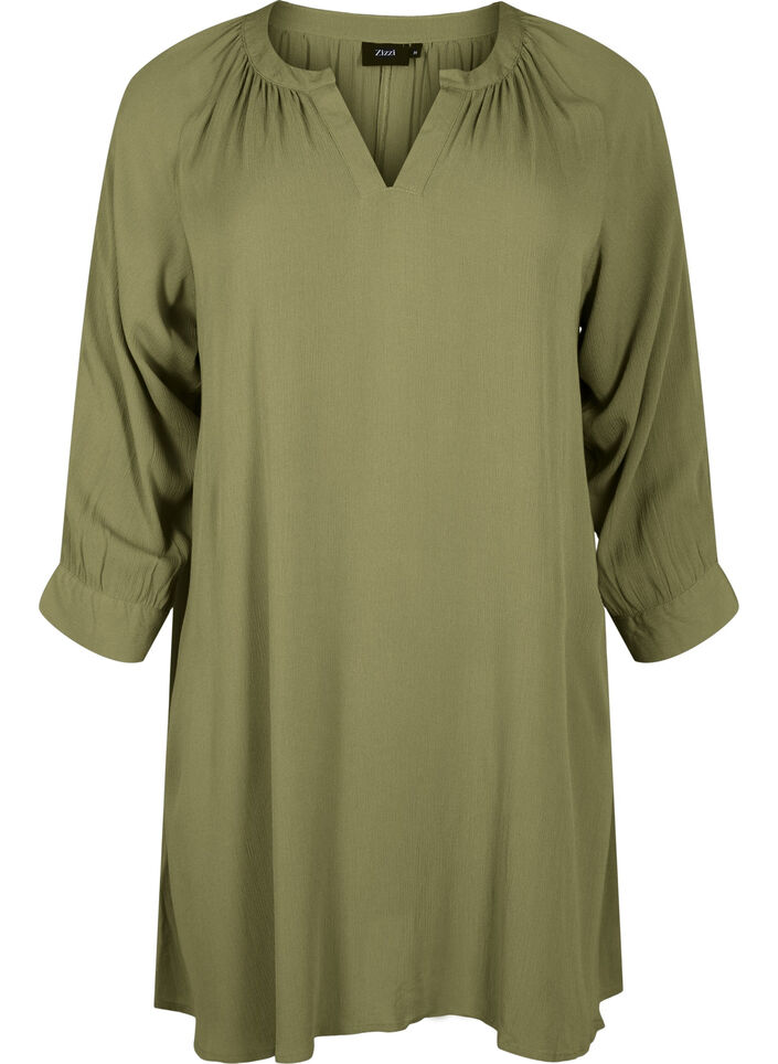 Tunic with 3/4 sleeves and an A-line cut, Green, Packshot image number 0