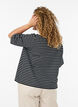 Blouse with a ribbed texture and button closure, Black, Model image number 2