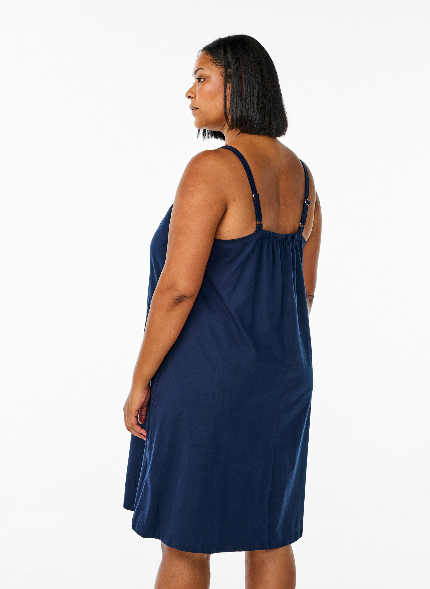 ZizzifashionKnee-length strap dress in organic cotton, Blue, Model image number 2