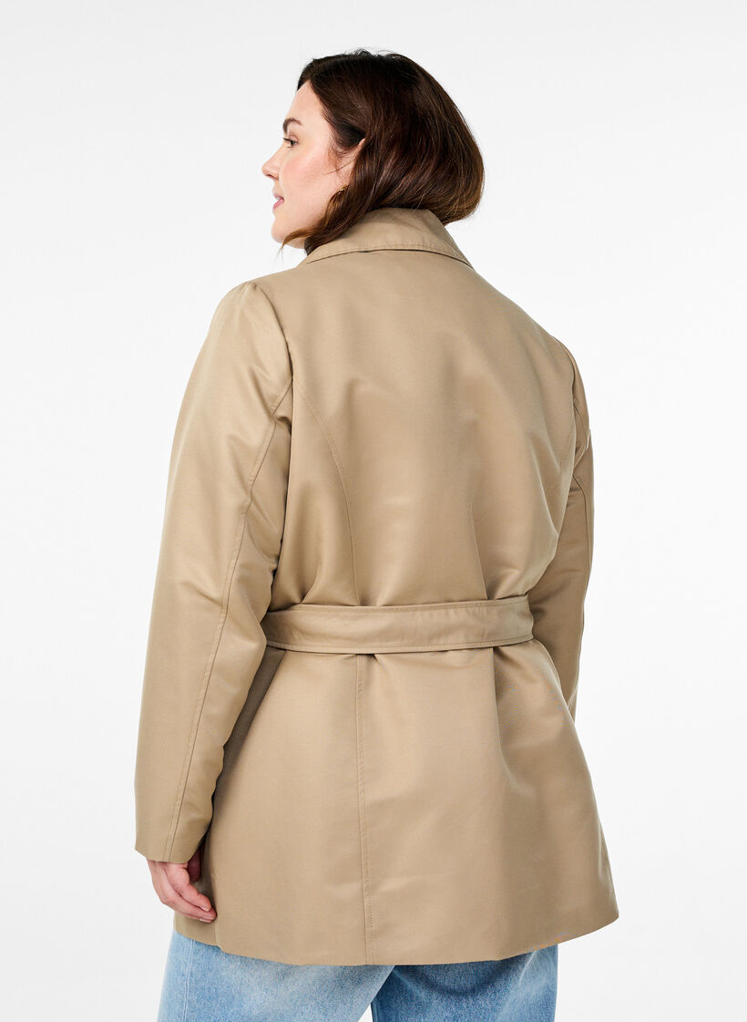 Short trench coat with belt, Beige, Model image number 2