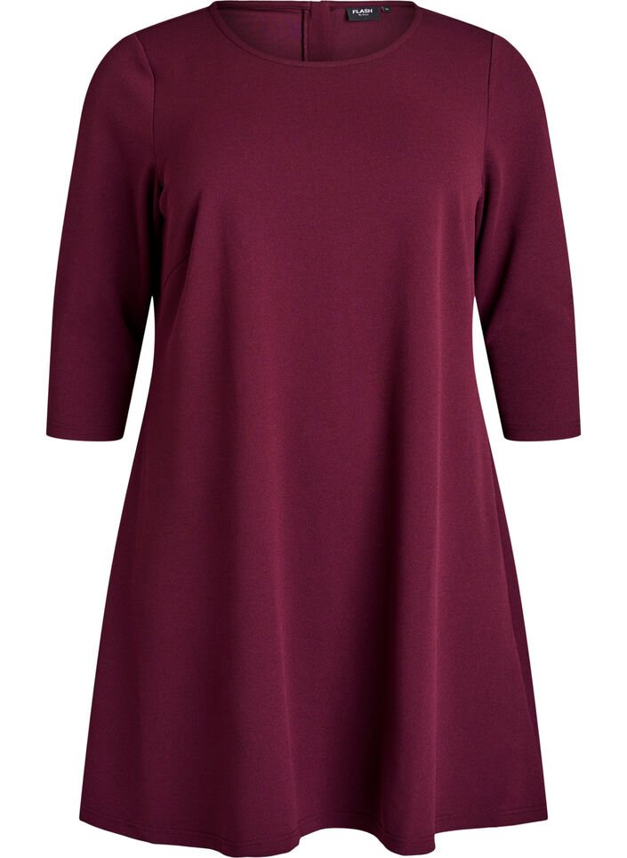 FLASH - Short A-line dress with 3/4 sleeves, Red, Packshot image number 0